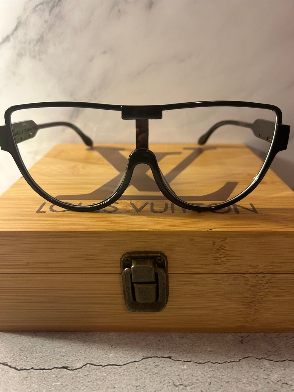 Black Shield Glasses with Clear Lenses